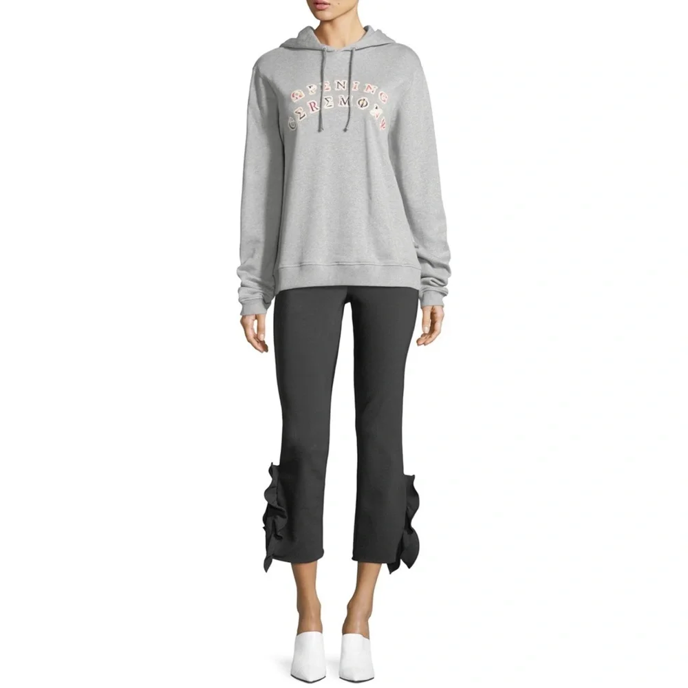 Opening Ceremony Gray Knit Flounced Split Hem Cropped Pants Size Small - Picture 1 of 14